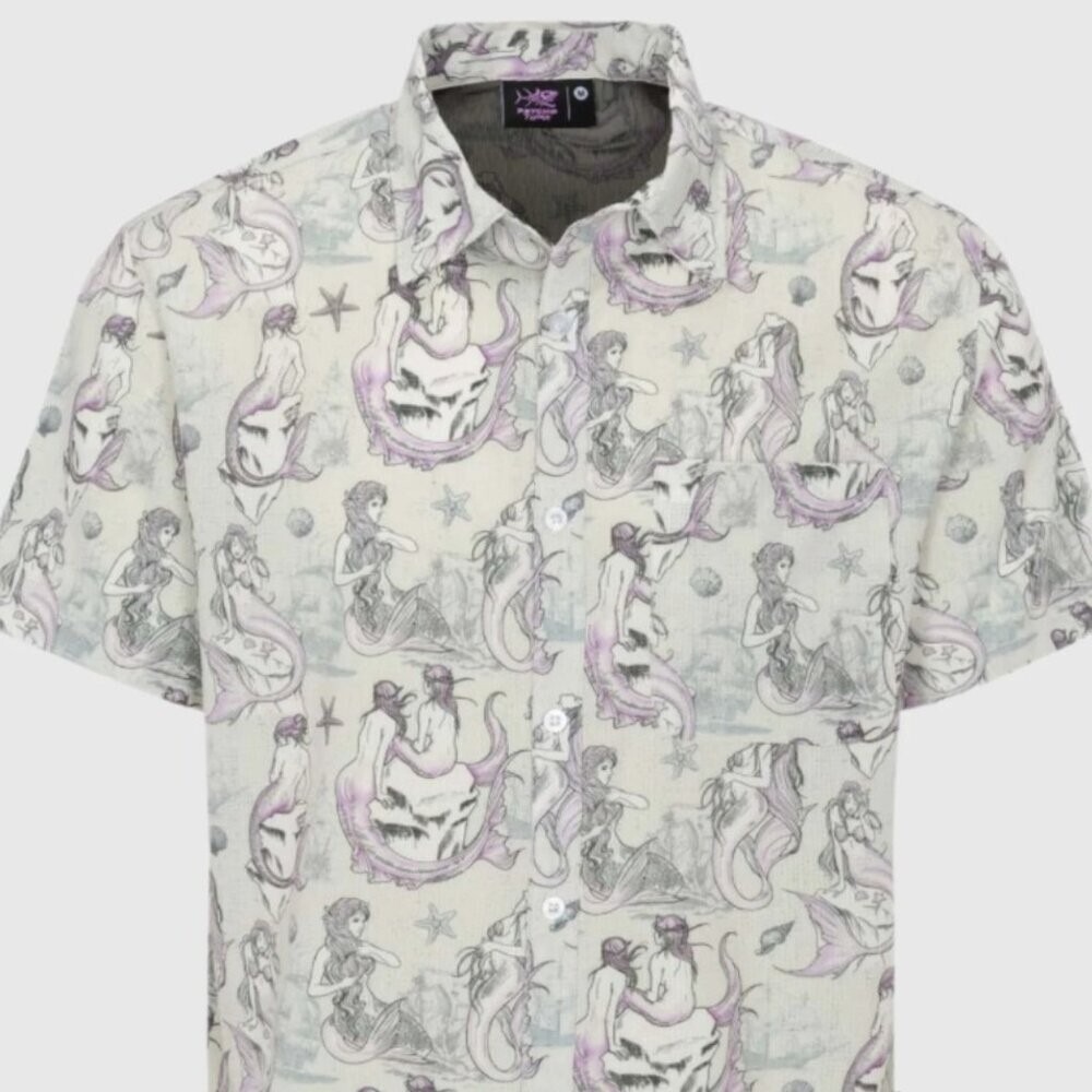 Psycho Tuna Sea Dames Short Sleeve Button Up Shirt UPF Vented Large‎ New